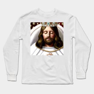 3D Look Artificial Intelligence Art of Christ The King with His Hands Folded  in Prayer Long Sleeve T-Shirt